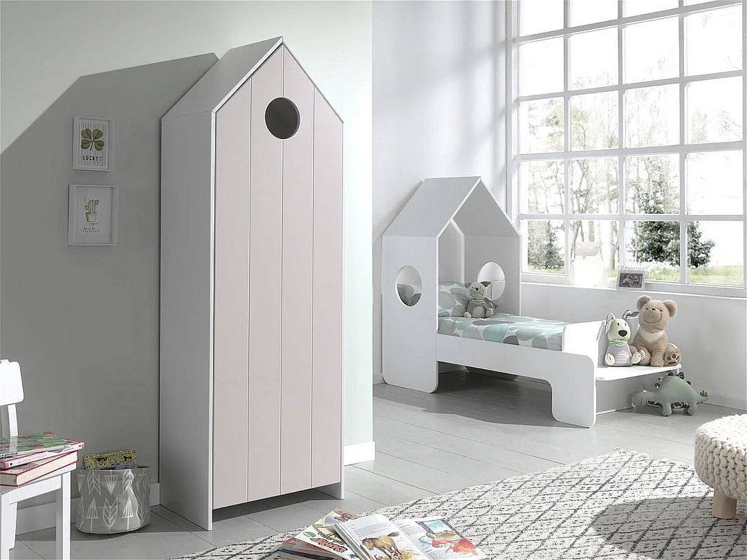 Armoire Enfant 4 Niveaux "Casami" 171cm Rose