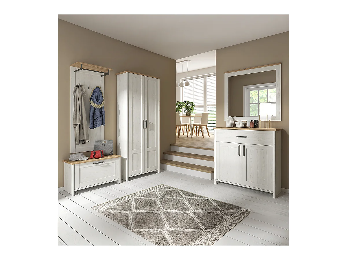 Armoire 2 portes Aksel Blanc et Bois