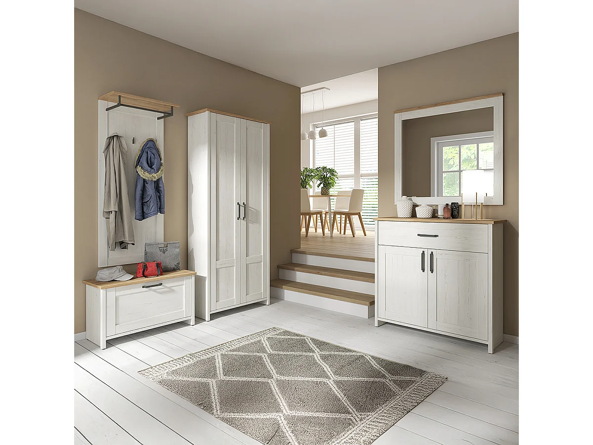 Armoire 2 portes Aksel Blanc et Bois