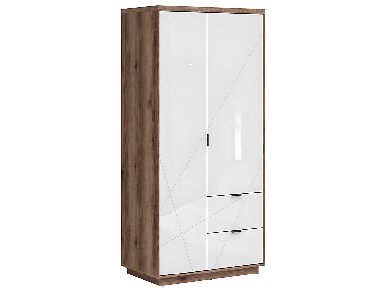 Armario 2 puertas 2 cajones Sven Blanco y Madera