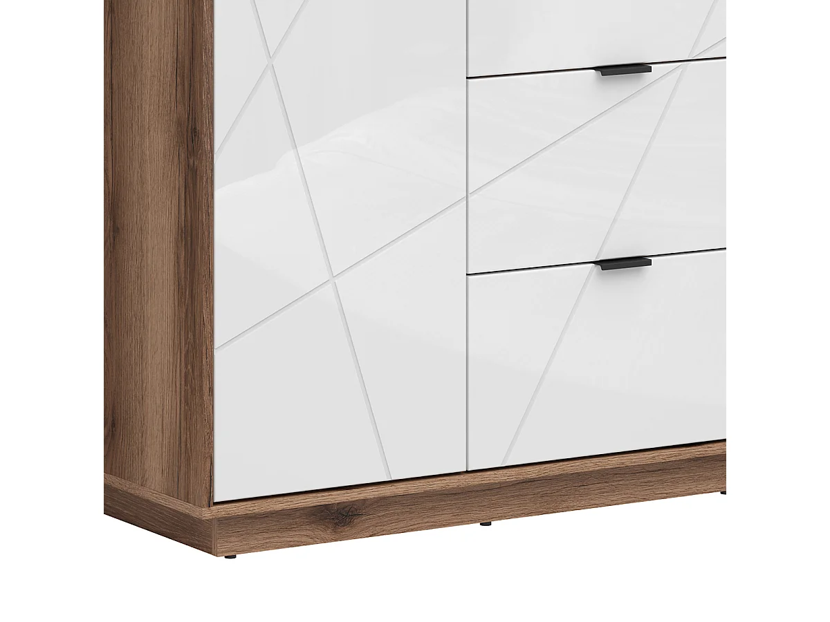 Armoire 2 portes 2 tiroirs Sven Blanc et Bois