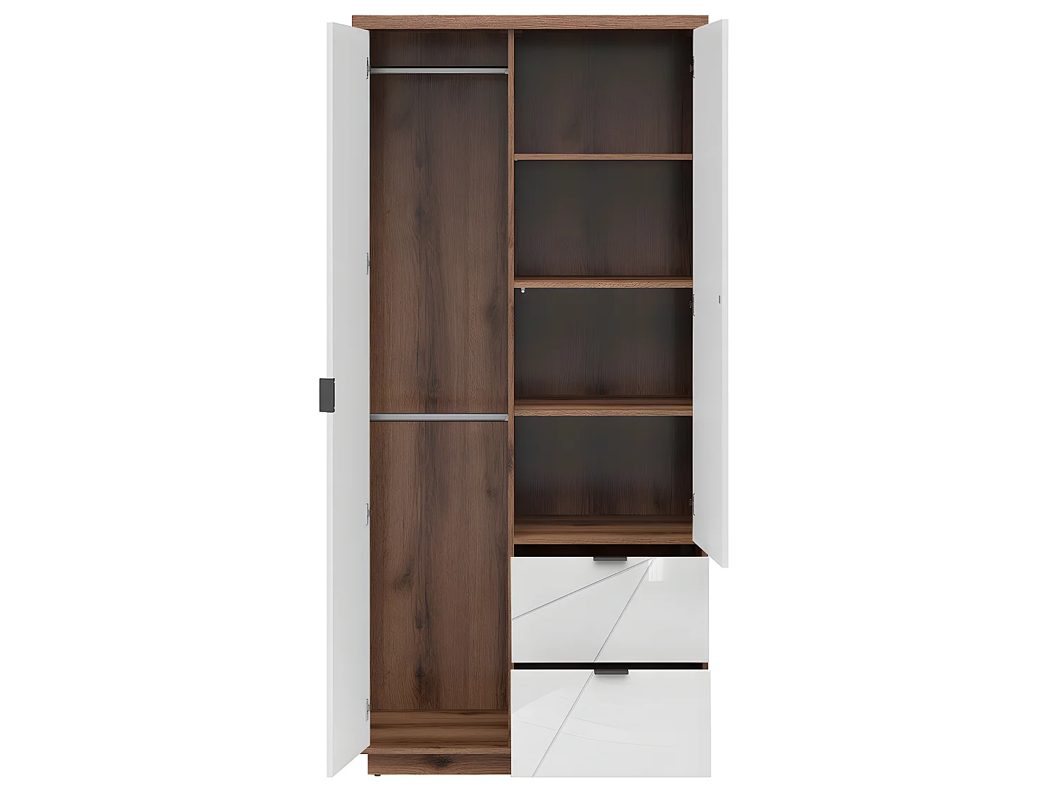 Armadio 2 ante 2 cassetti Sven bianco e marrone 201cm