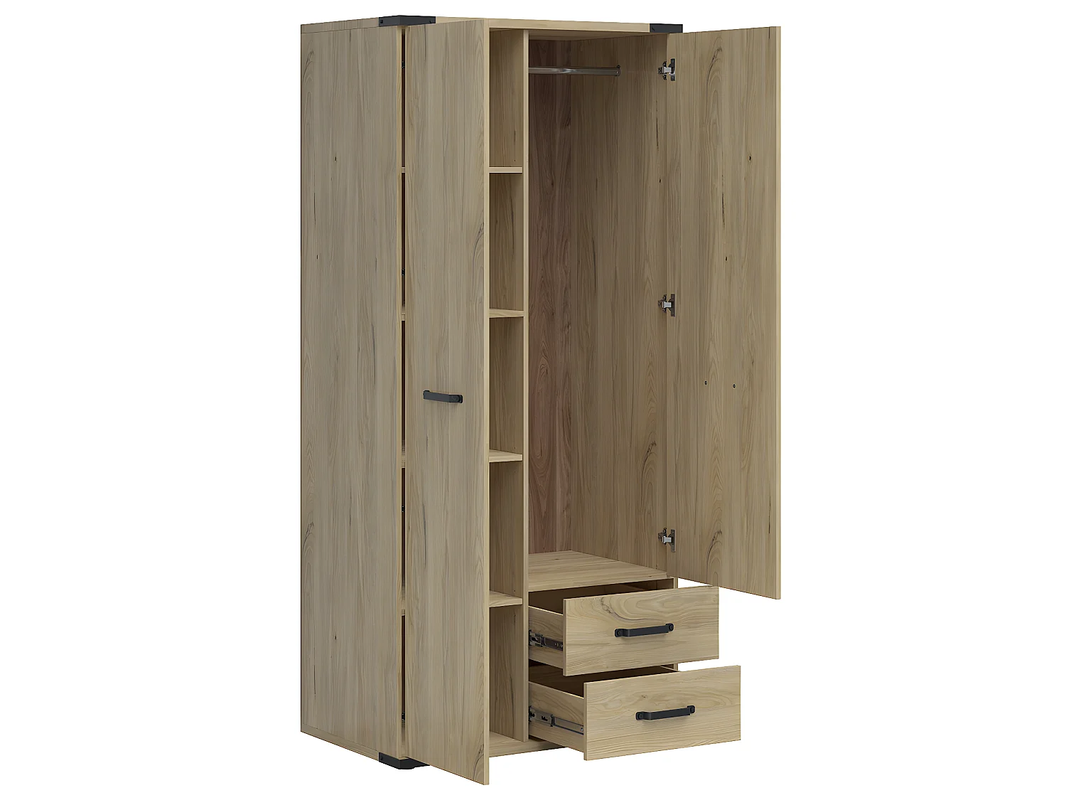 Armário 2 portas 2 gavetas Dako madeira 198cm