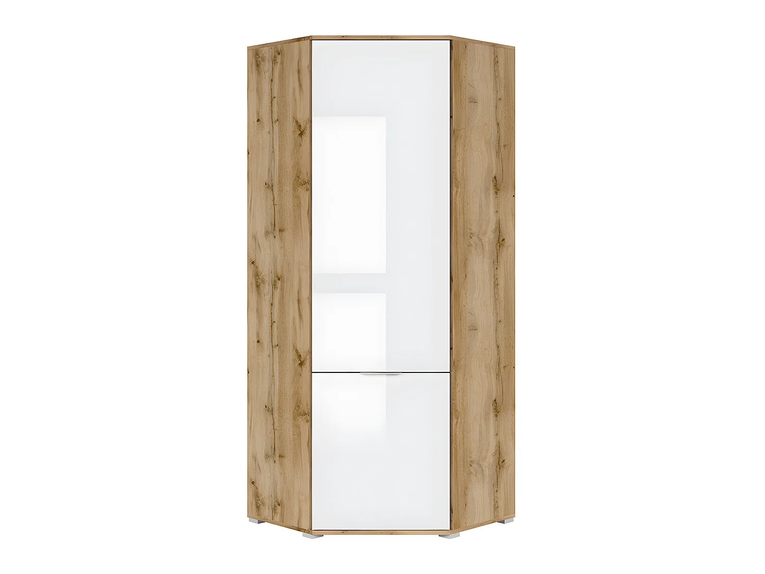 Armoire d'angle 2 portes Selma Blanc et Bois