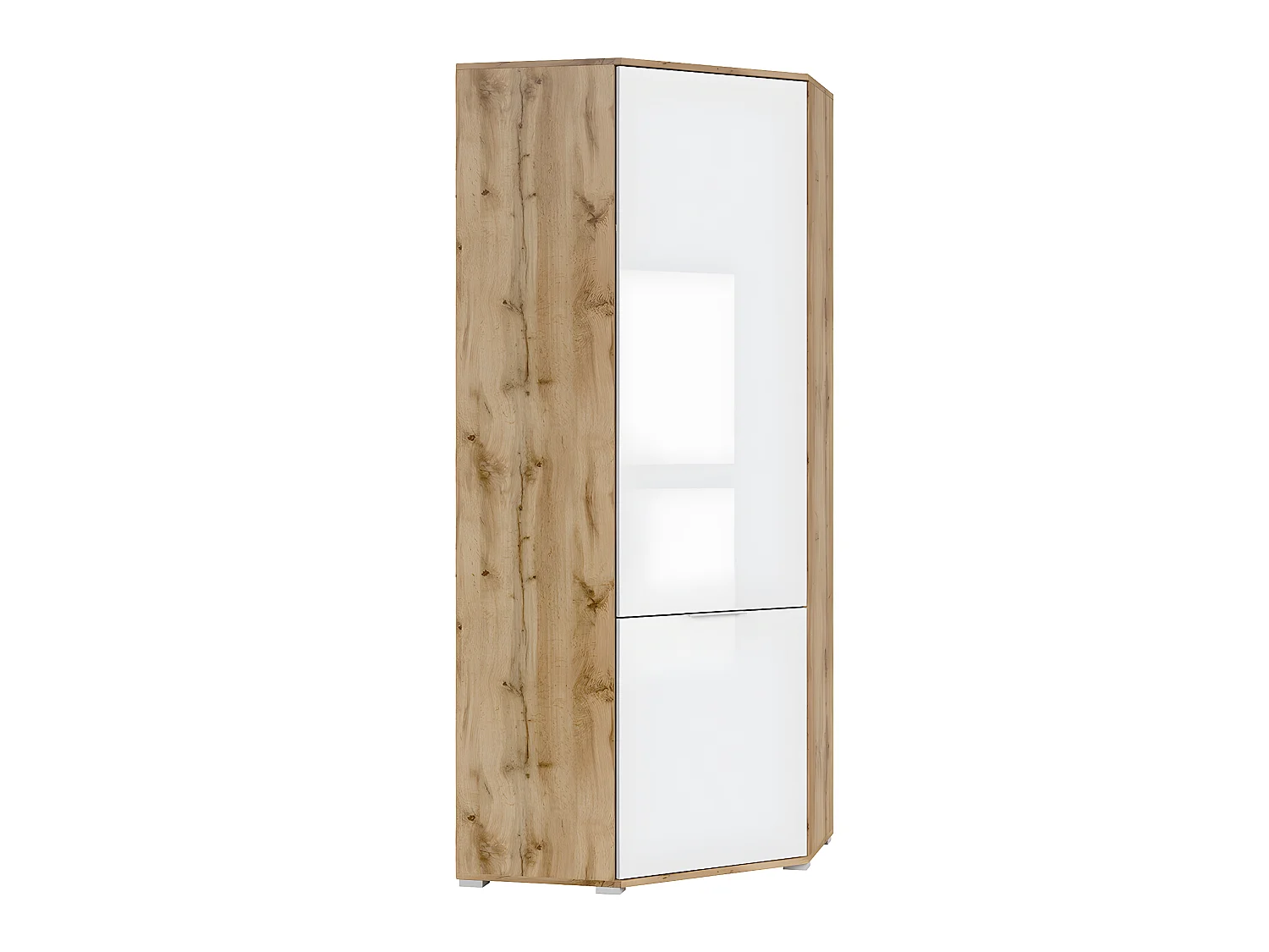 Armoire d'angle 2 portes Selma Blanc et Bois