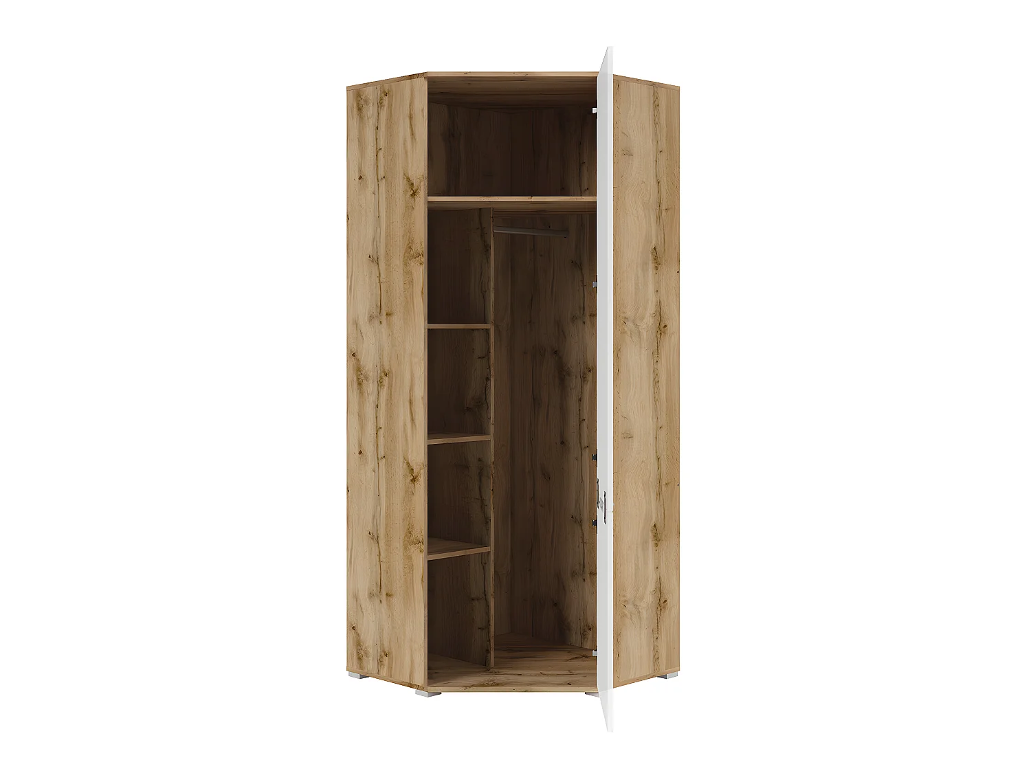 Armoire d'angle 2 portes Selma Blanc et Bois