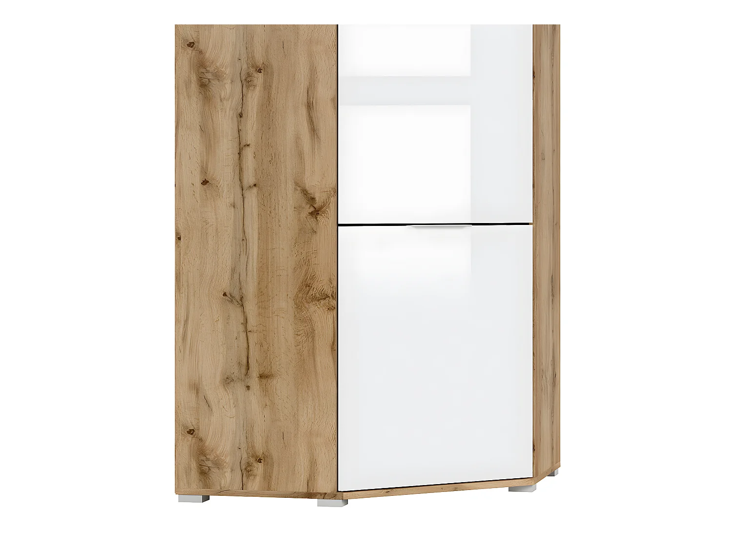 Armoire d'angle 2 portes Selma Blanc et Bois