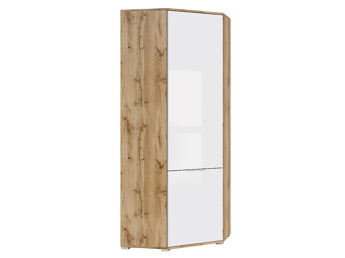 Armoire d'angle 2 portes Selma Blanc et Bois
