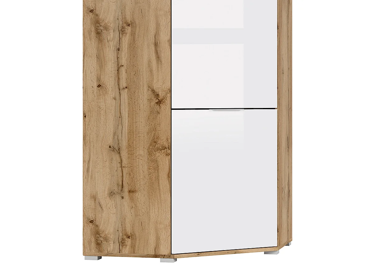 Armoire d'angle 2 portes Selma Blanc et Bois