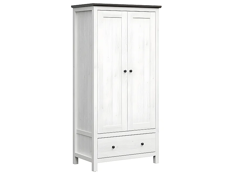 Armario 2 puertas 1 cajón Duck Blanco y Madera Oscura