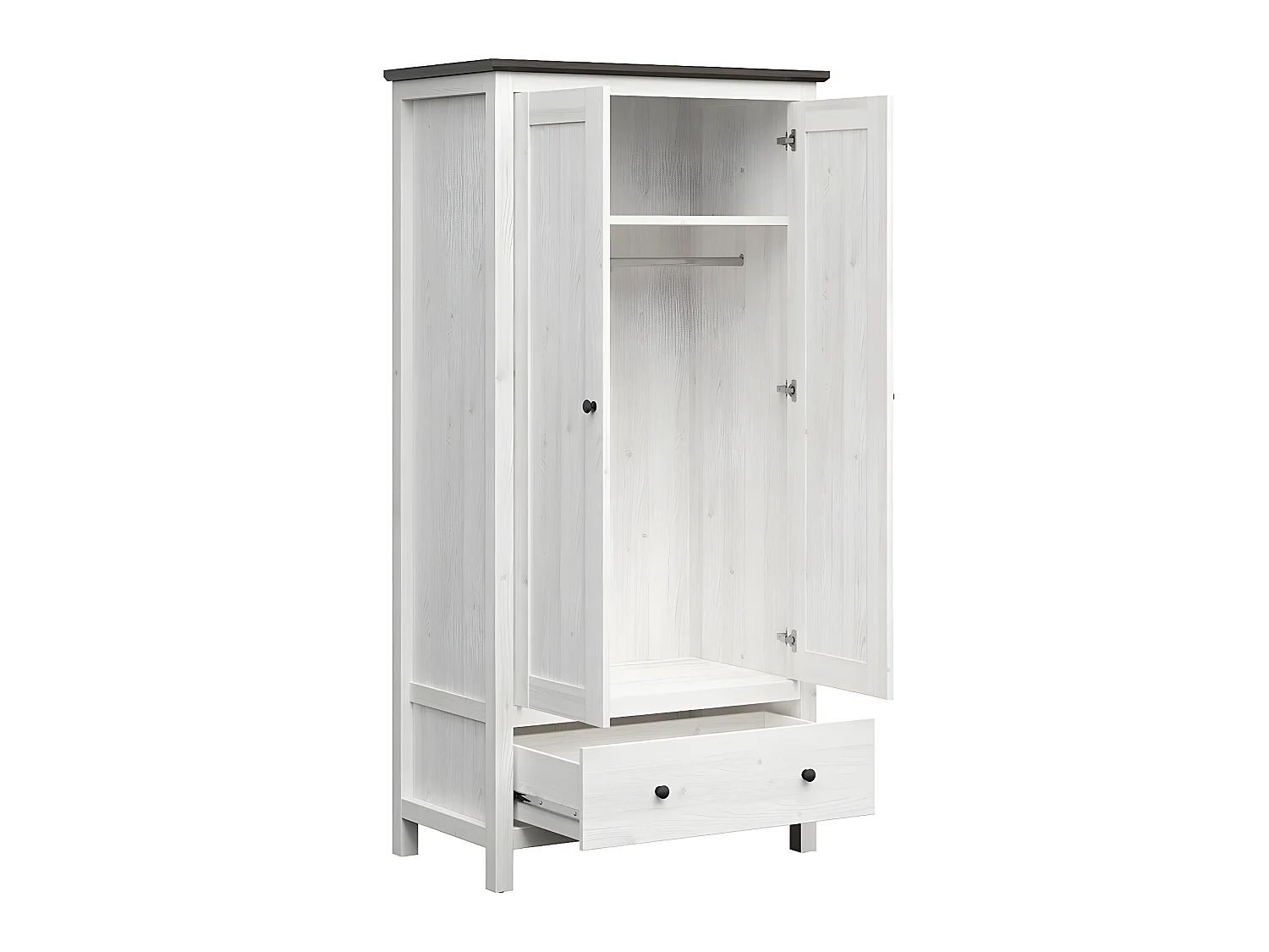 2-deurs kast met 1 lade Eend Wit en Donker Hout