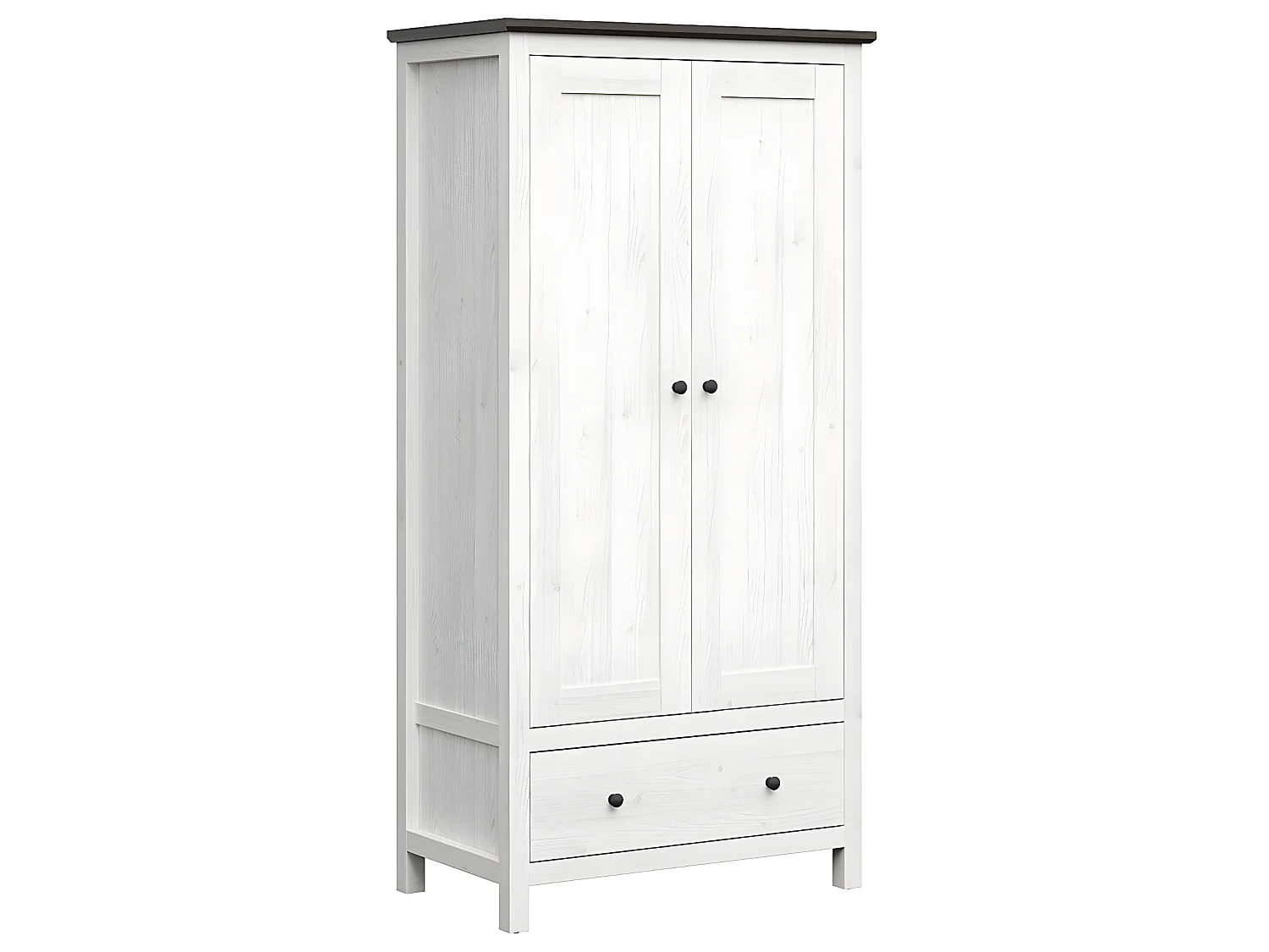 2-deurs kast met 1 lade Eend Wit en Donker Hout