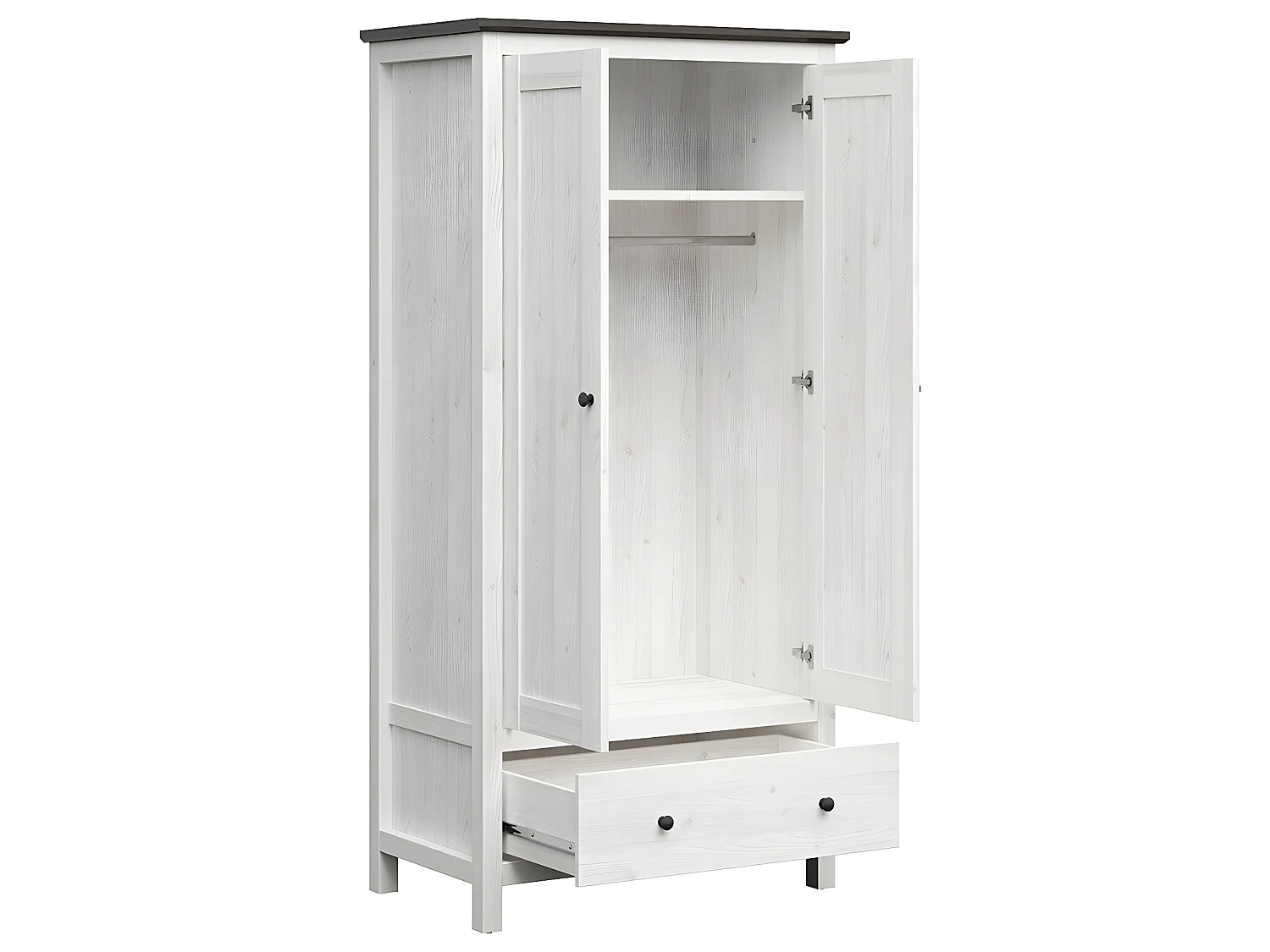 2-deurs kast met 1 lade Eend Wit en Donker Hout