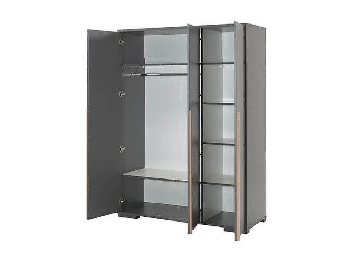 Armoire 3 Portes "London" 195cm Gris Anthracite