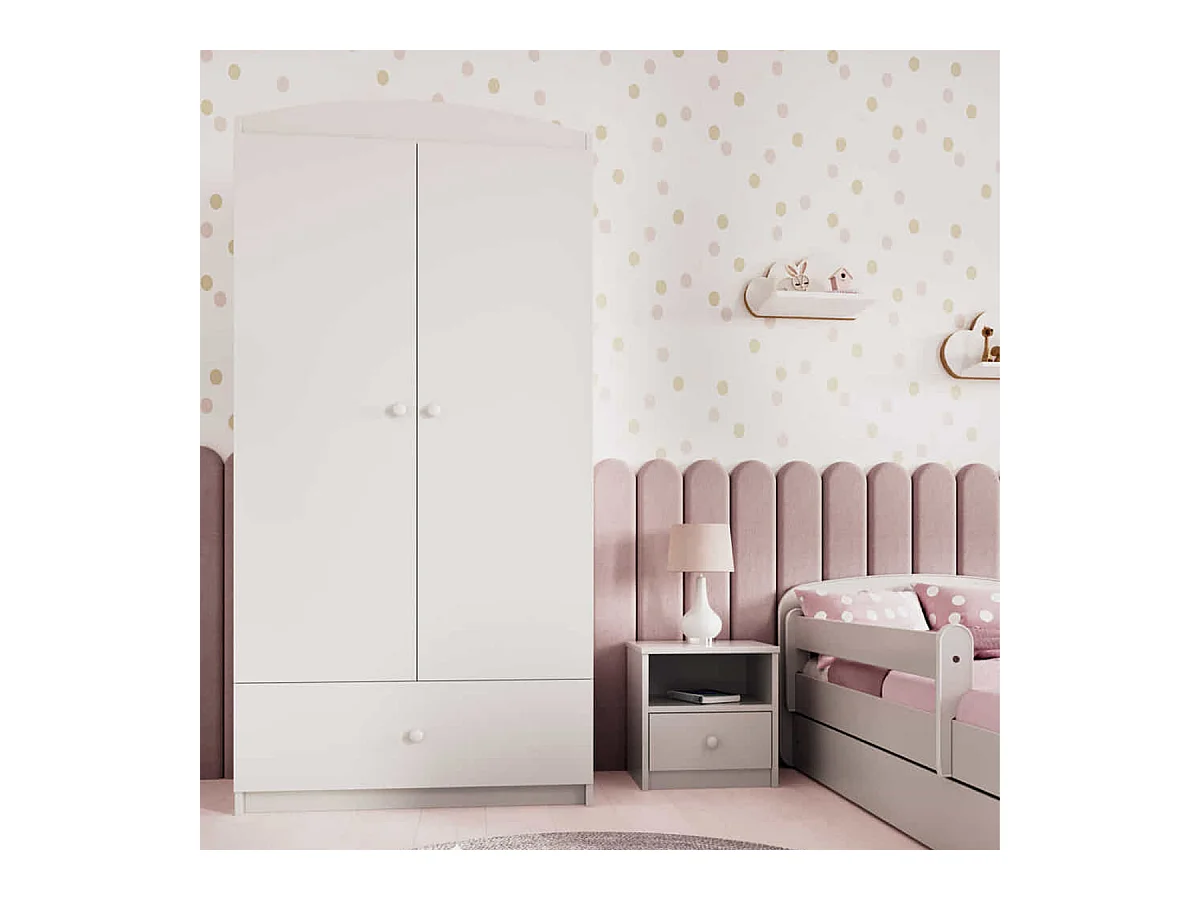 Schrank 2 Türen 1 Schublade Kocot Kids Babydream - Weiß