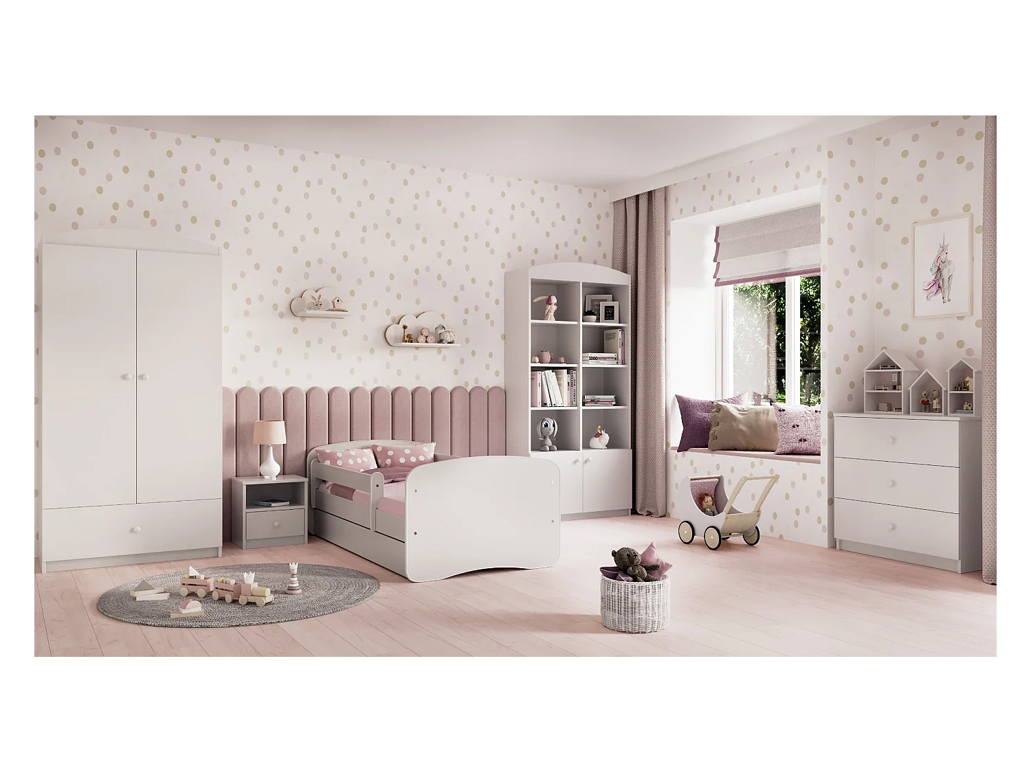 Schrank 2 Türen 1 Schublade Kocot Kids Babydream - Weiß