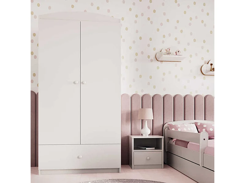 Armoire 2 portes 1 tiroir Babydream - Blanc