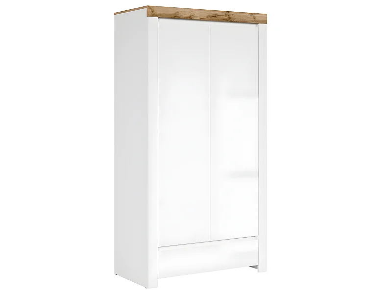 Armoire 2 portes 1 tiroir Hella Blanc et Bois