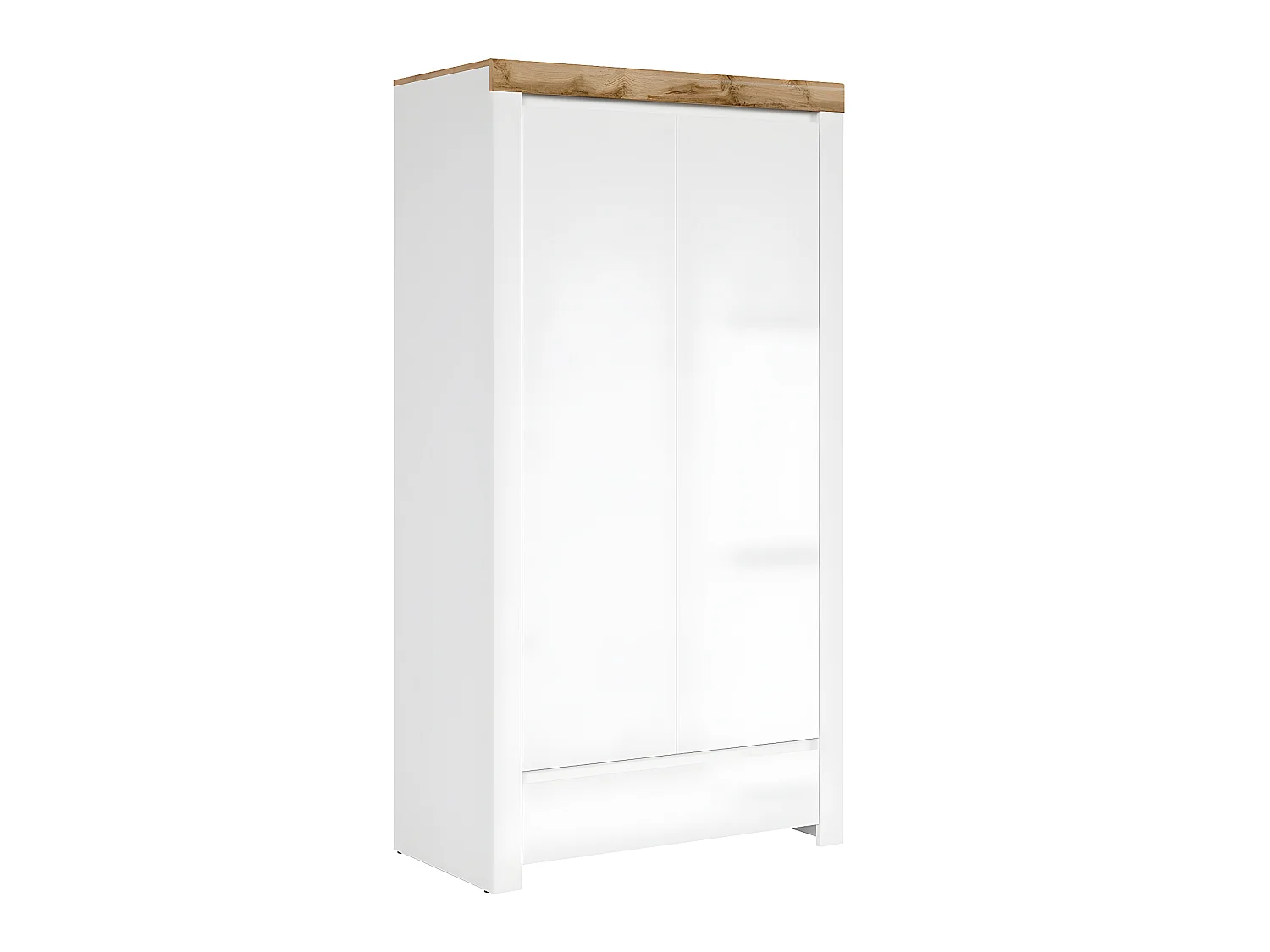 Armoire 2 portes 1 tiroir Hella Blanc et Bois