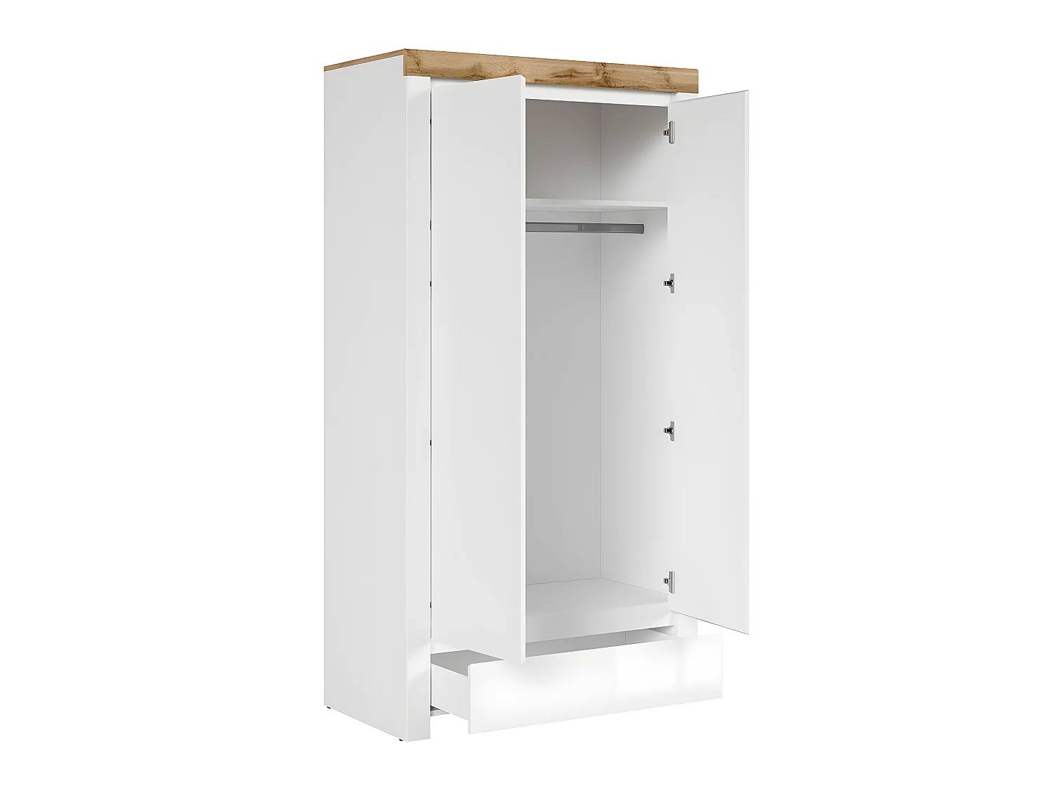 Armoire 2 portes 1 tiroir Hella Blanc et Bois
