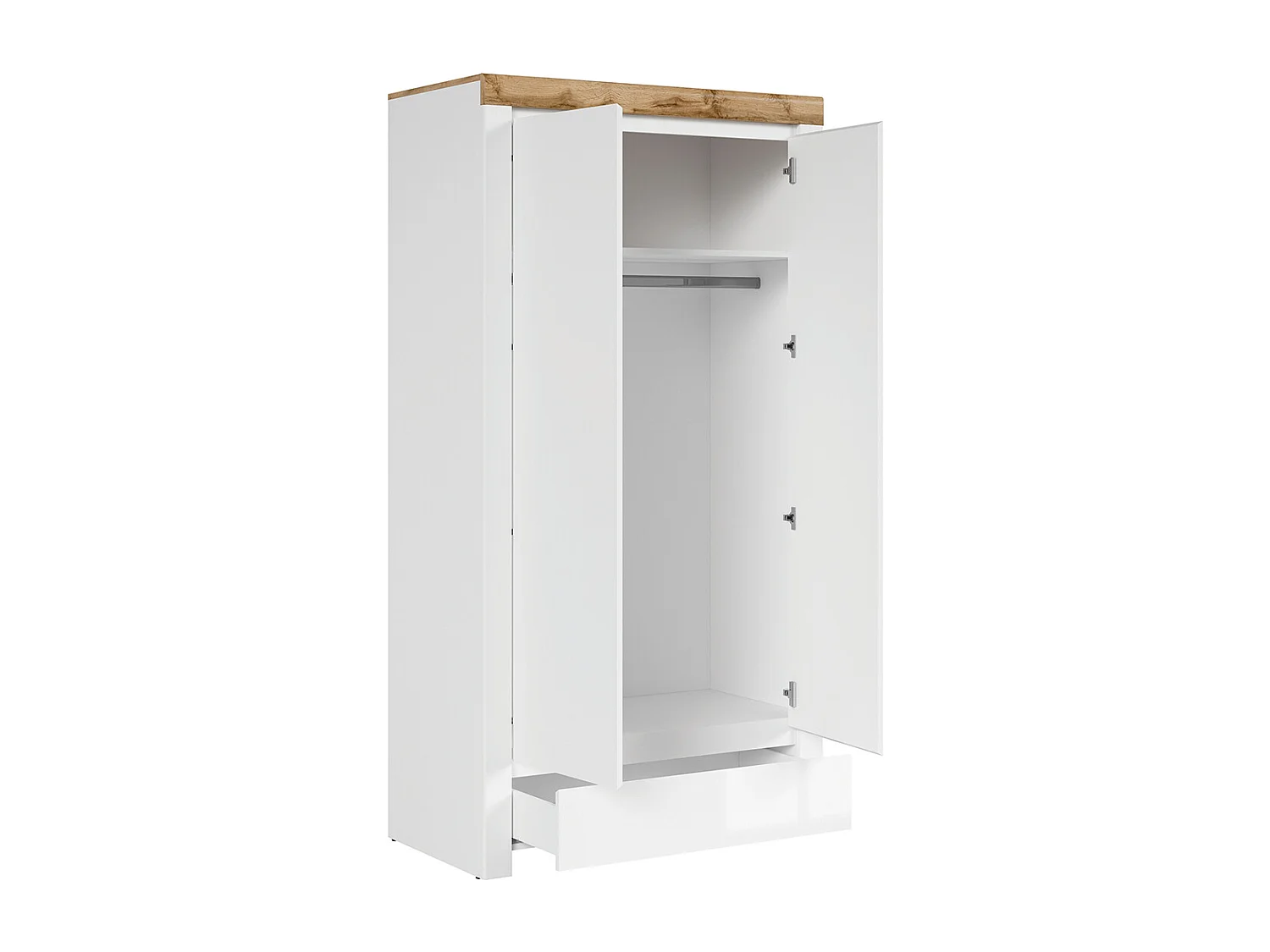 Armoire 2 portes 1 tiroir Hella Blanc et Boi