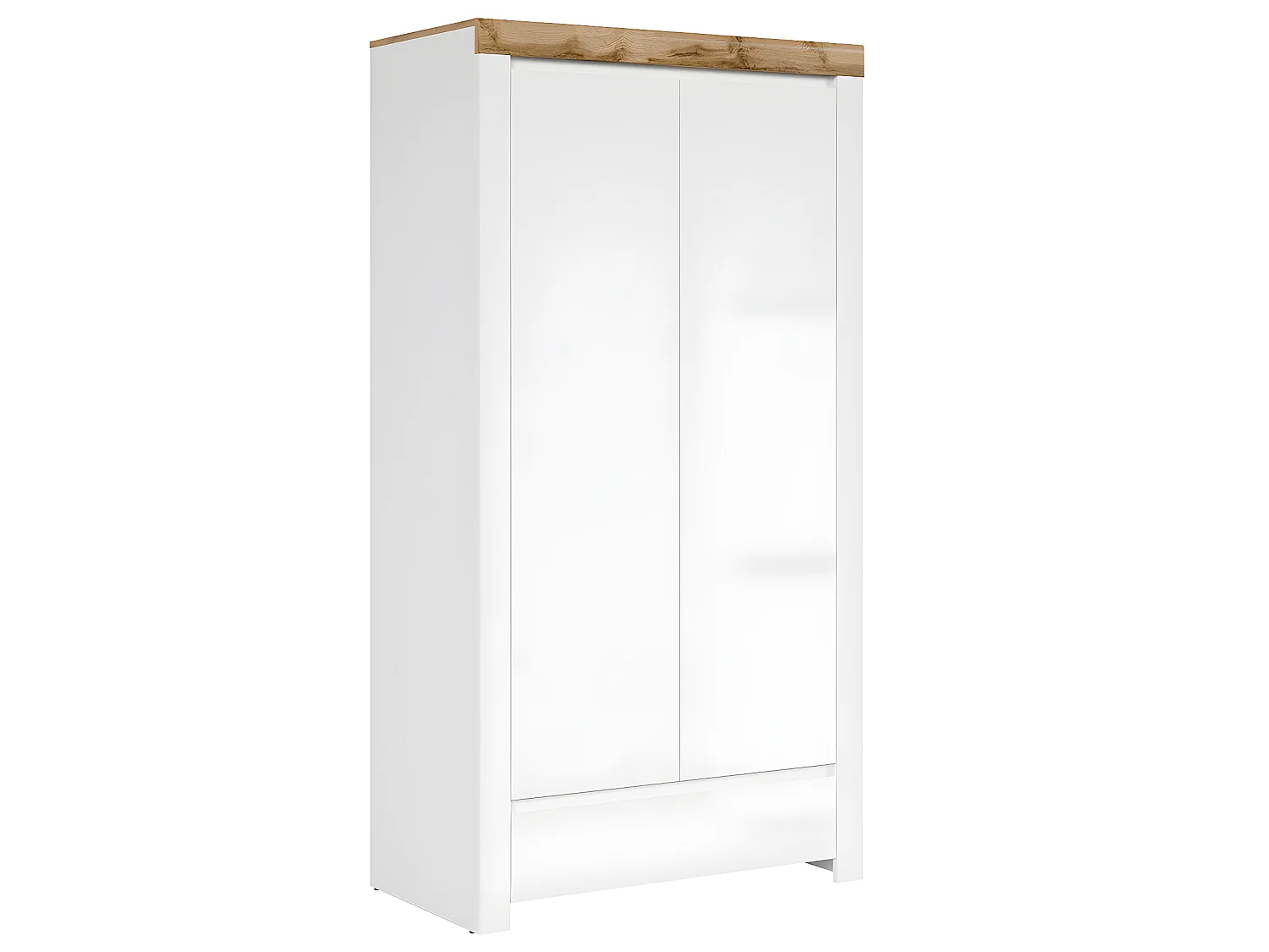 Armoire 2 portes 1 tiroir Hella Blanc et Bois