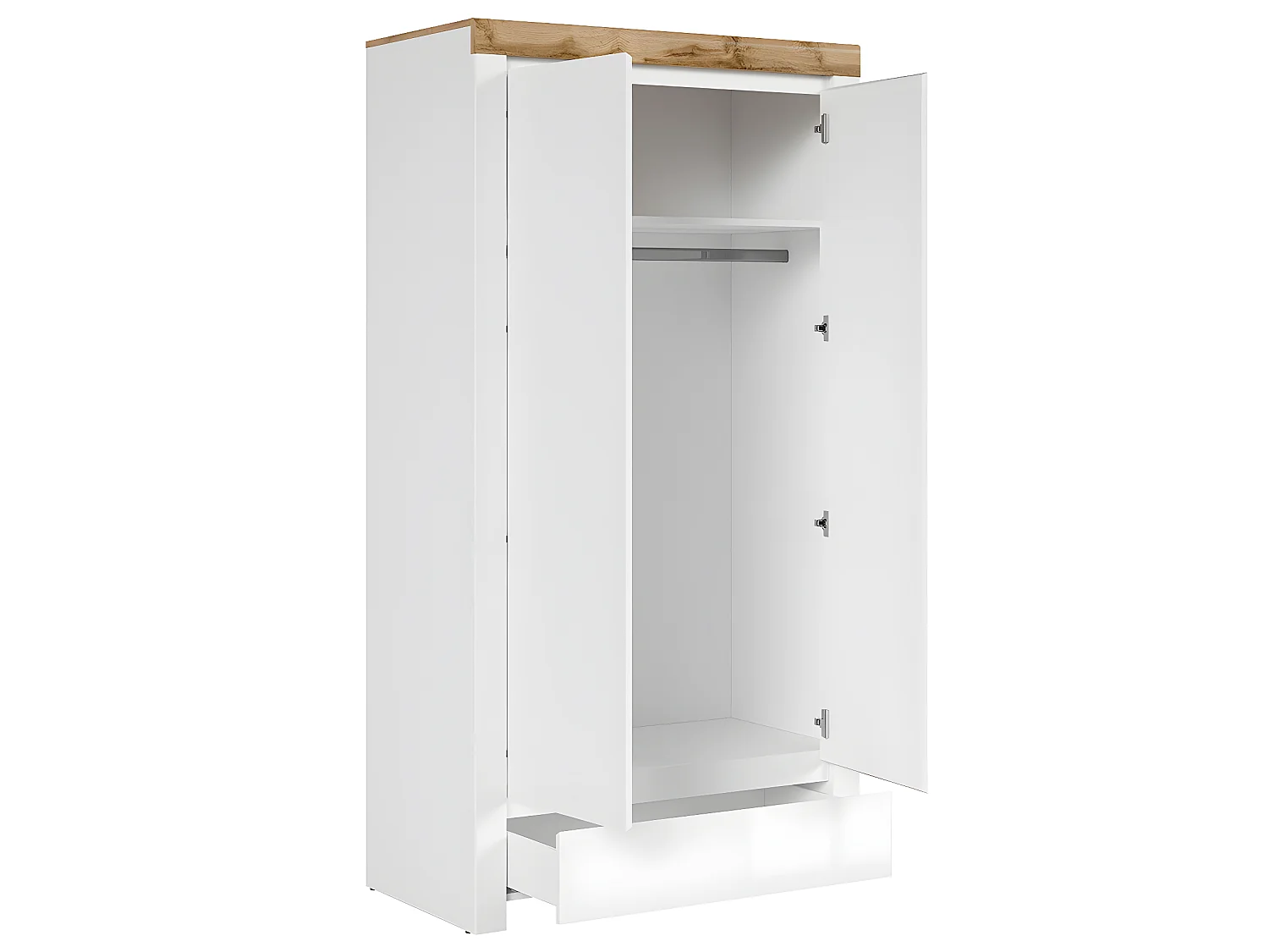 Armoire 2 portes 1 tiroir Hella Blanc et Bois