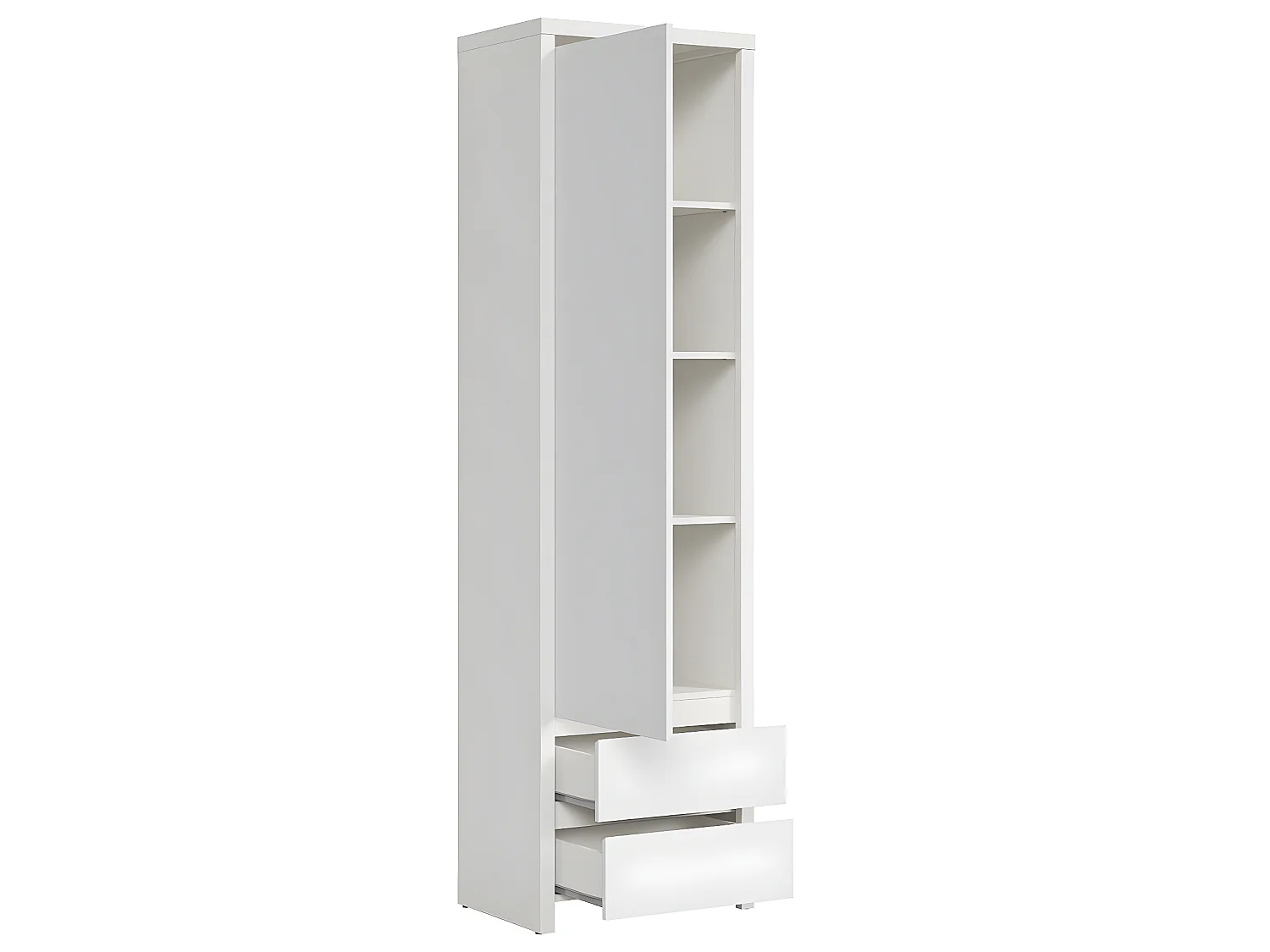 Armoire colonne 1 porte 2 tiroirs Soren Blanc