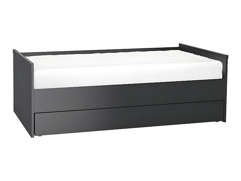 Lit coffre 90x200cm sommier inclus et tiroir de lit Young User Noir