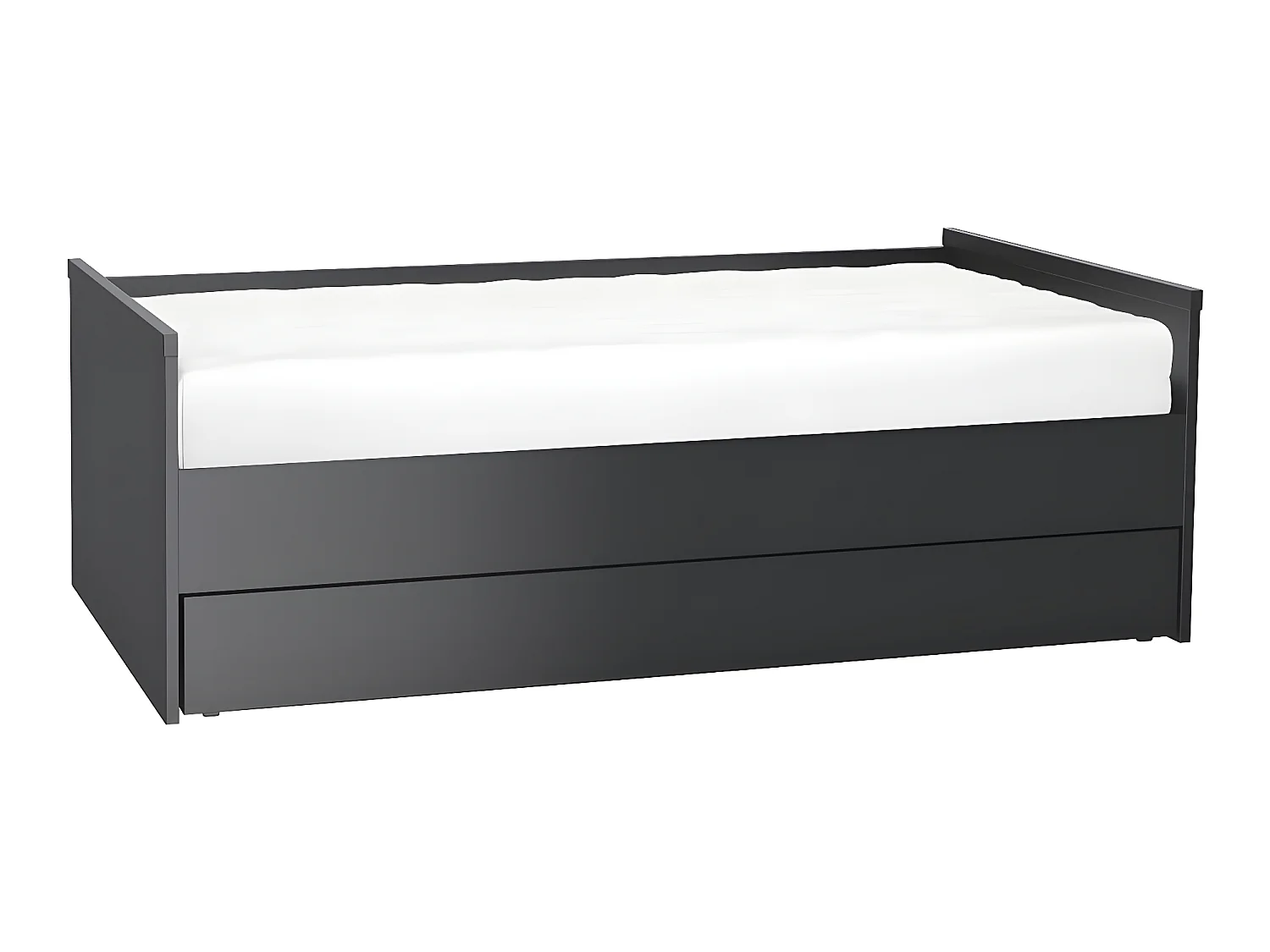 Lit coffre 90x200cm sommier inclus et tiroir de lit Young User Noir