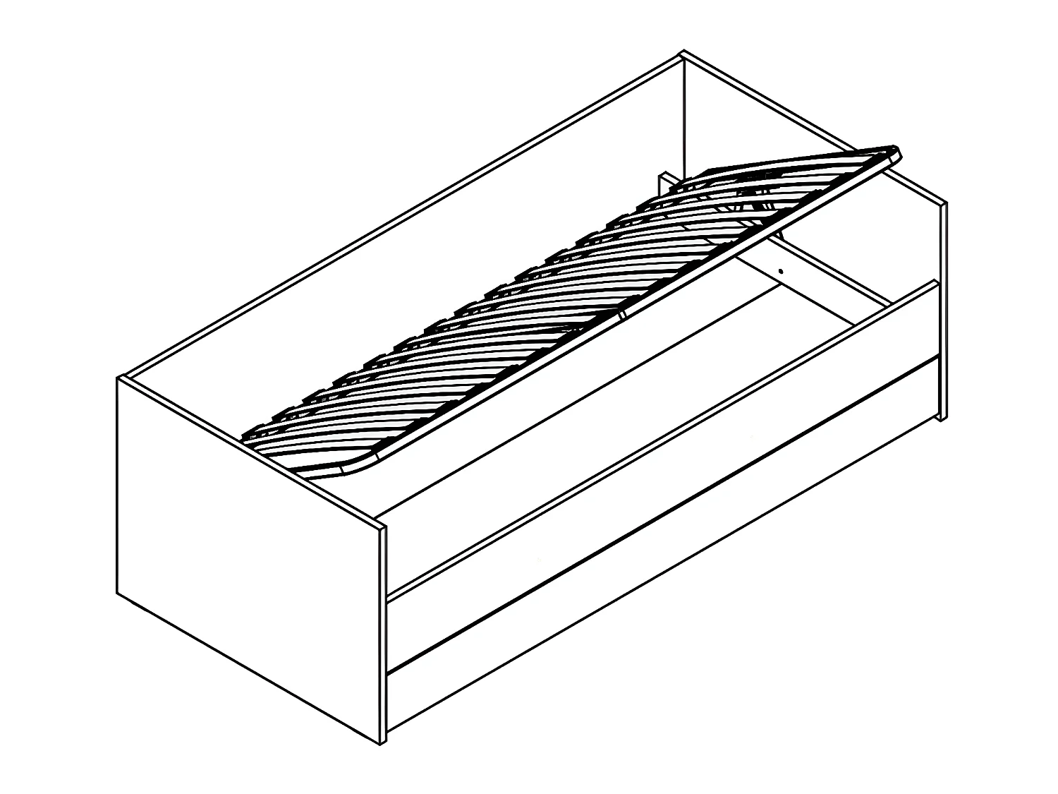 Lit coffre 90x200cm sommier inclus et tiroir de lit Young User Noir
