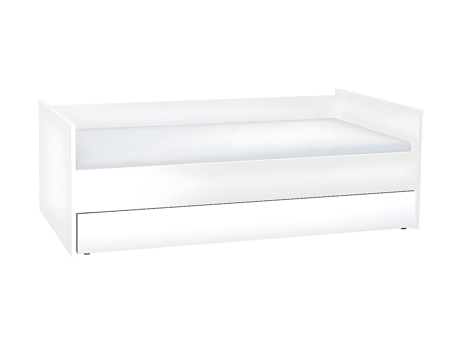 Lit coffre 90x200cm sommier inclus et tiroir de lit Young User Blanc