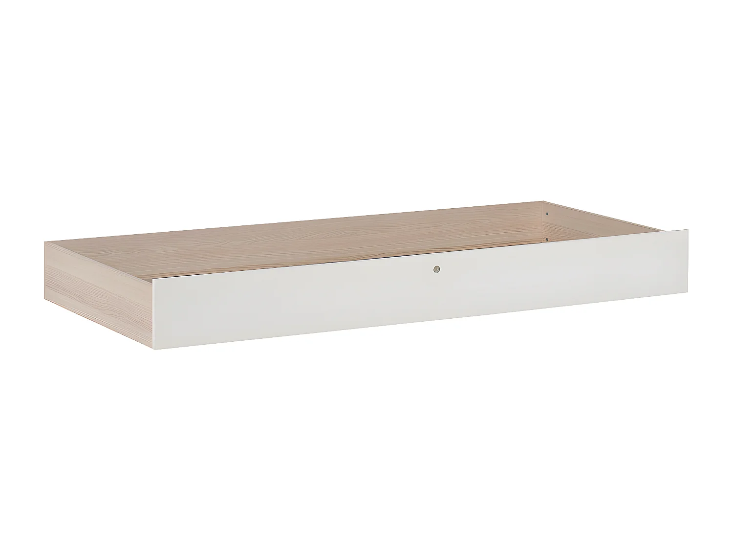 Lit coffre 90x200 sommier inclus et tiroir de lit Spot Acacia et Blanc