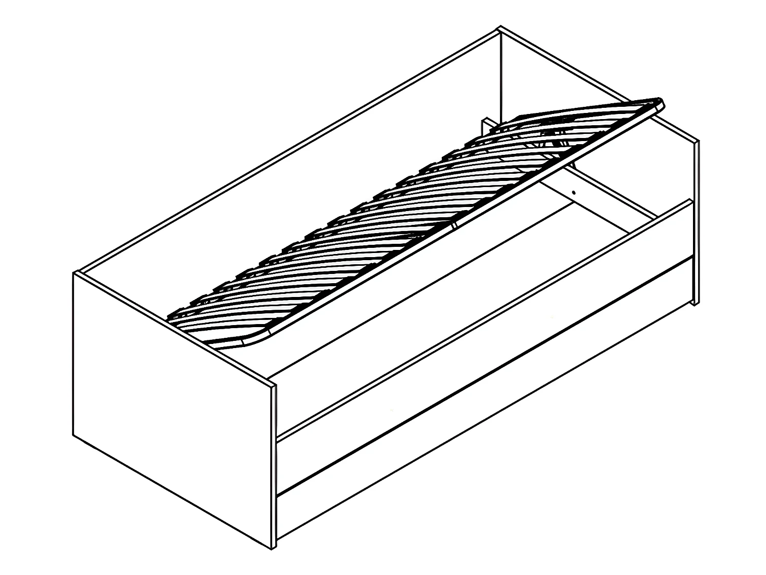 Lit coffre 90x200 sommier inclus et tiroir de lit Spot Acacia et Blanc
