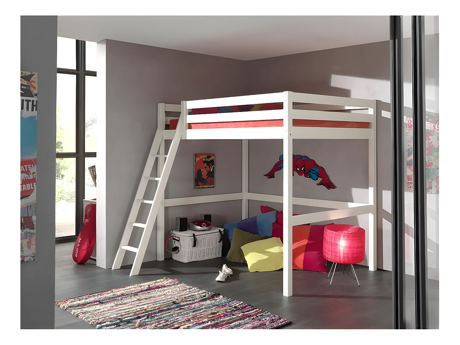 Cama Mezzanine 140x200 Incluindo Mola Box Vipack Pino - Branco