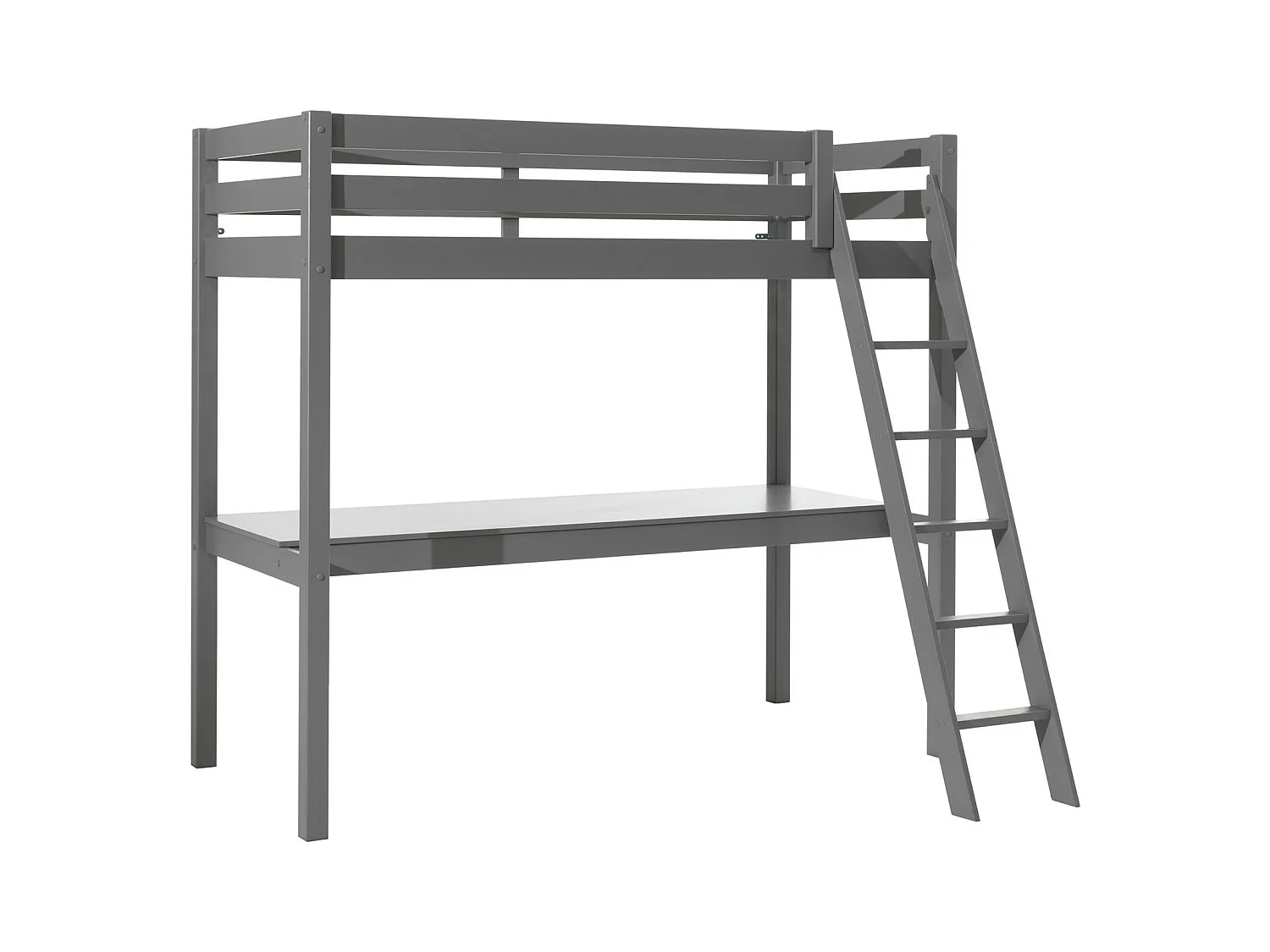 Lit Mezzanine & Plan de Travail "Pino" 90x200cm Gris