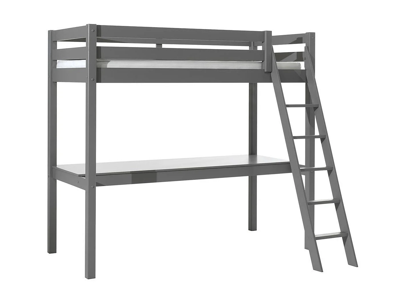 Lit Mezzanine & Plan de Travail "Pino" 90x200cm Gris