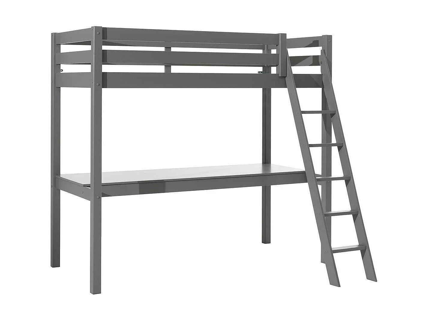 Lit Mezzanine & Plan de Travail "Pino" 90x200cm Gris
