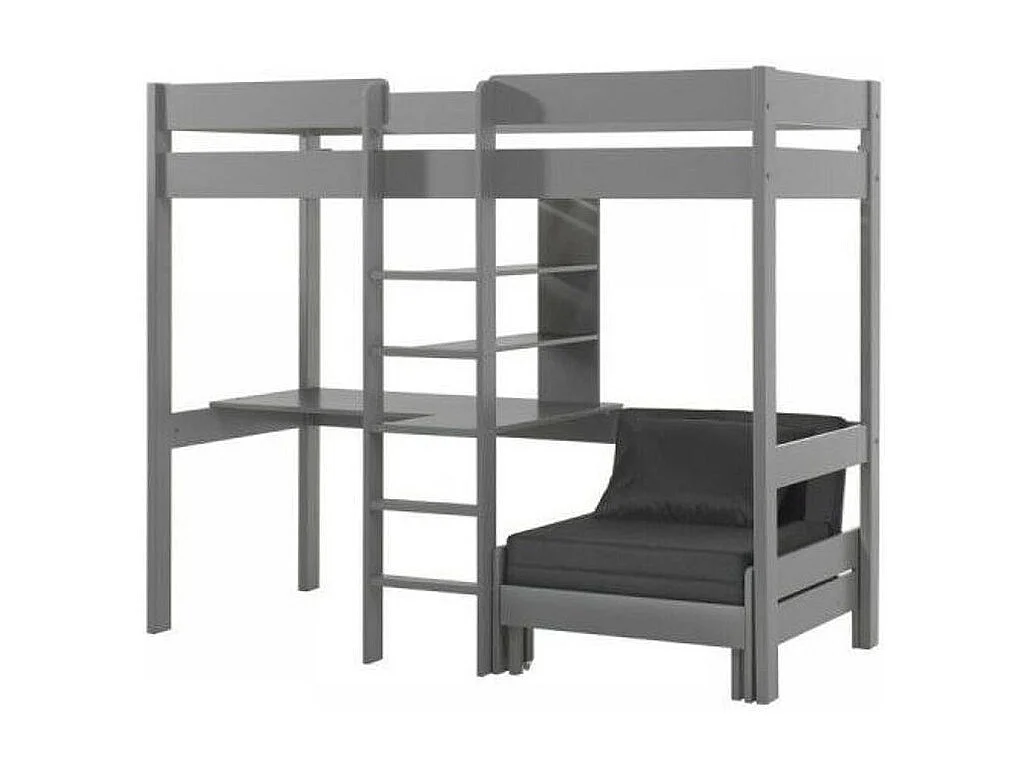 Gecombineerd bed met fauteuil 90x200 cm massief grenen grijs Pino