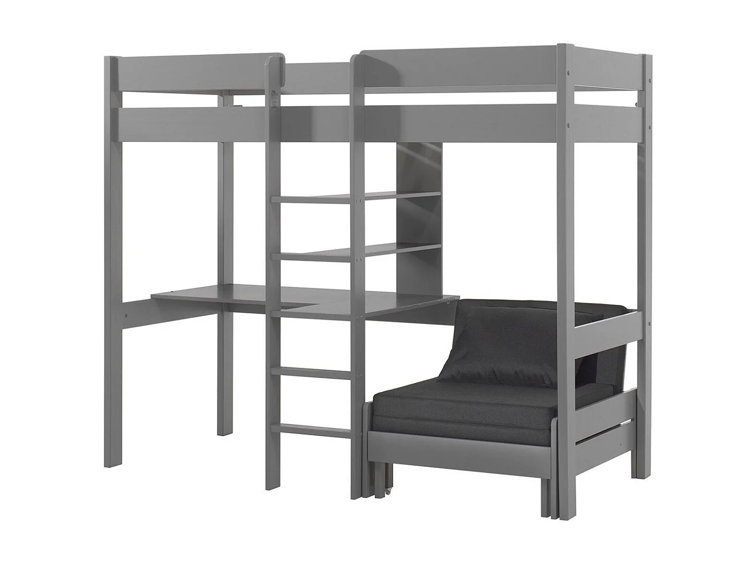 Lit Mezzanine Avec Fauteuil "Pino" 90x200cm Gris