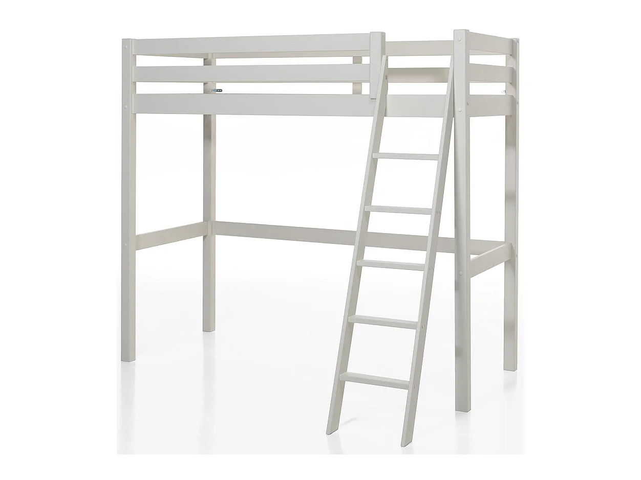 Pack - Lit Mezzanine Enfant & Lit Simple "Pino" 90x200cm Blanc