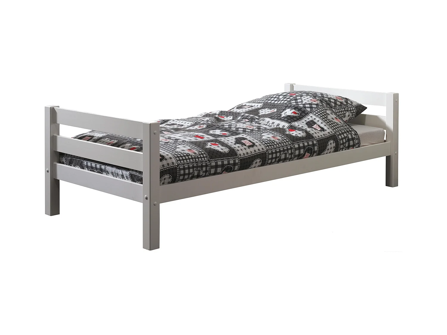 Pack - Lit Mezzanine Enfant & Lit Simple "Pino" 90x200cm Blanc