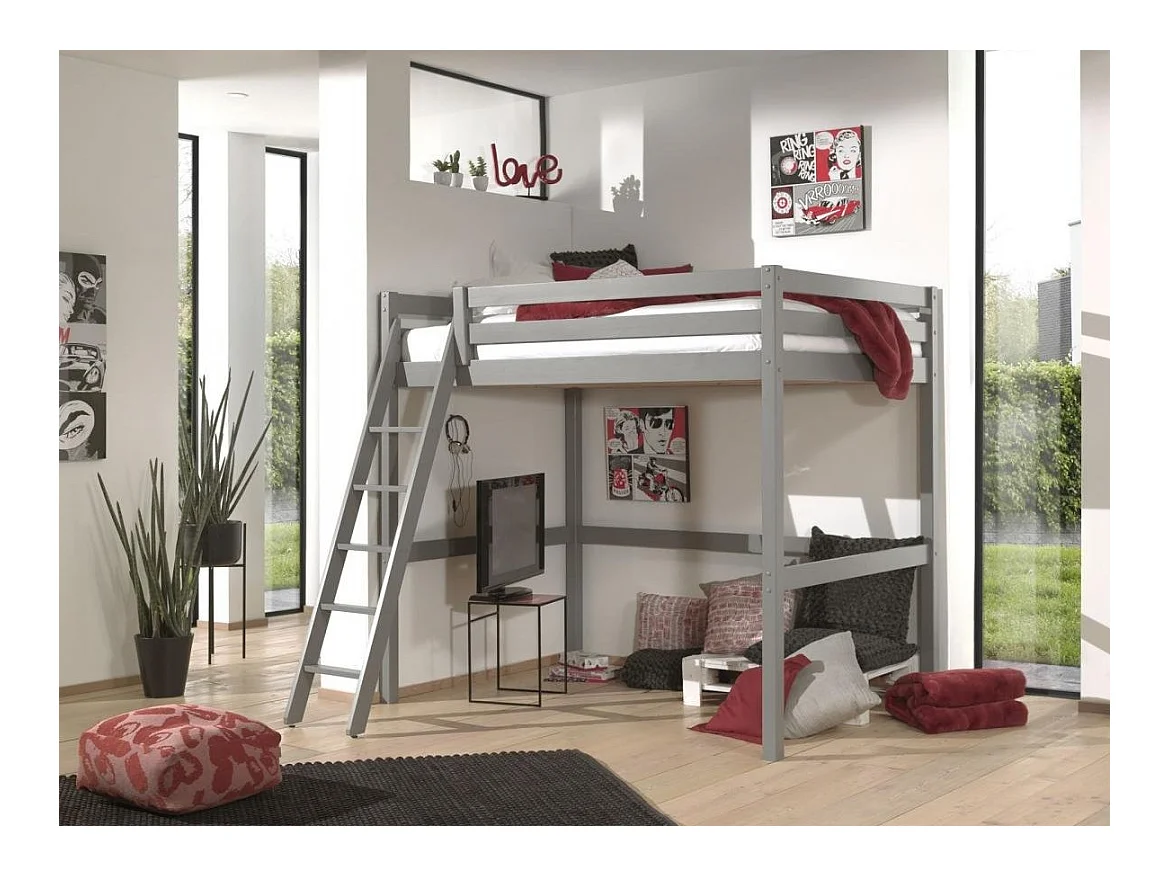 Lit Mezzanine "Pino" 140x200cm Gris