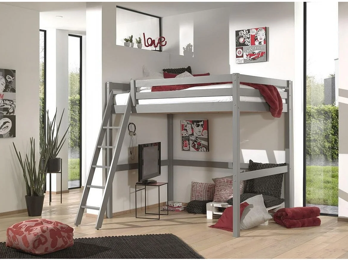 Lit Mezzanine "Pino" 140x200cm Gris