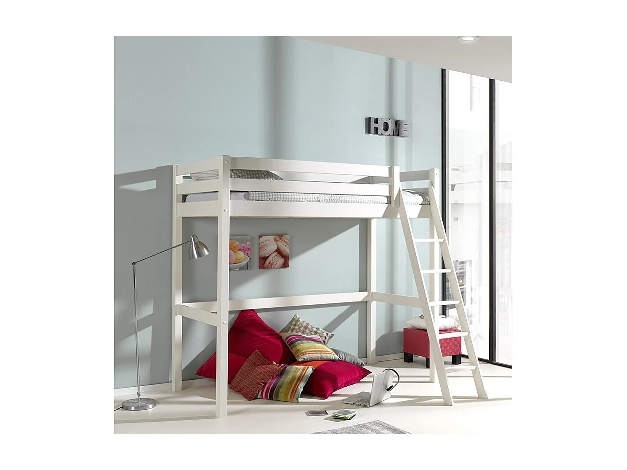 Lit Mezzanine Enfant "Pino" 90x200cm Blanc