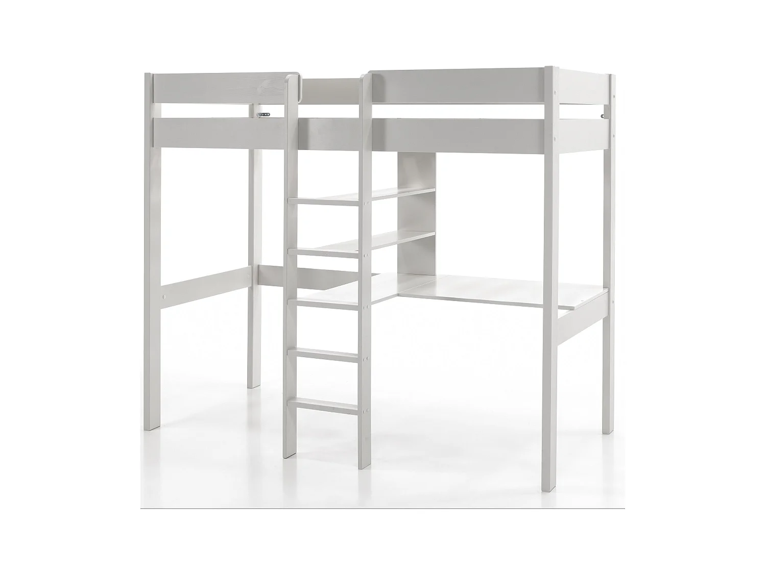 Letto a soppalco 90x200 Molla inclusa con scrivania Vipack Pino - Bianco