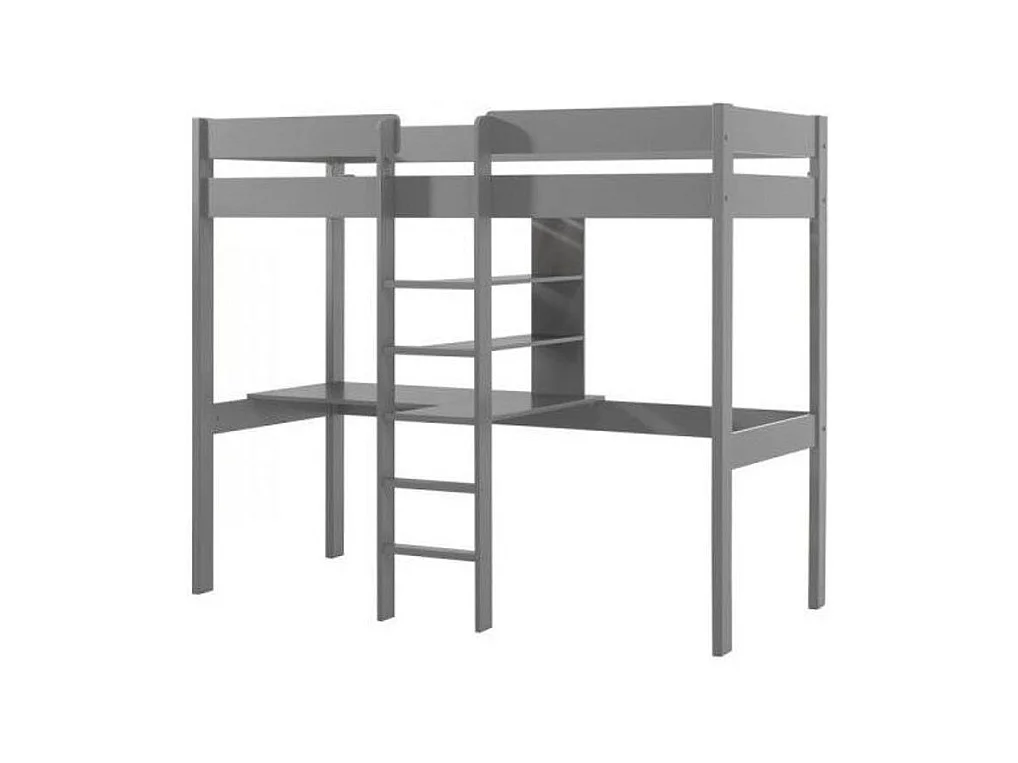 Letto a soppalco 90x200 compreso di base e scrivania Vipack Pino Grey