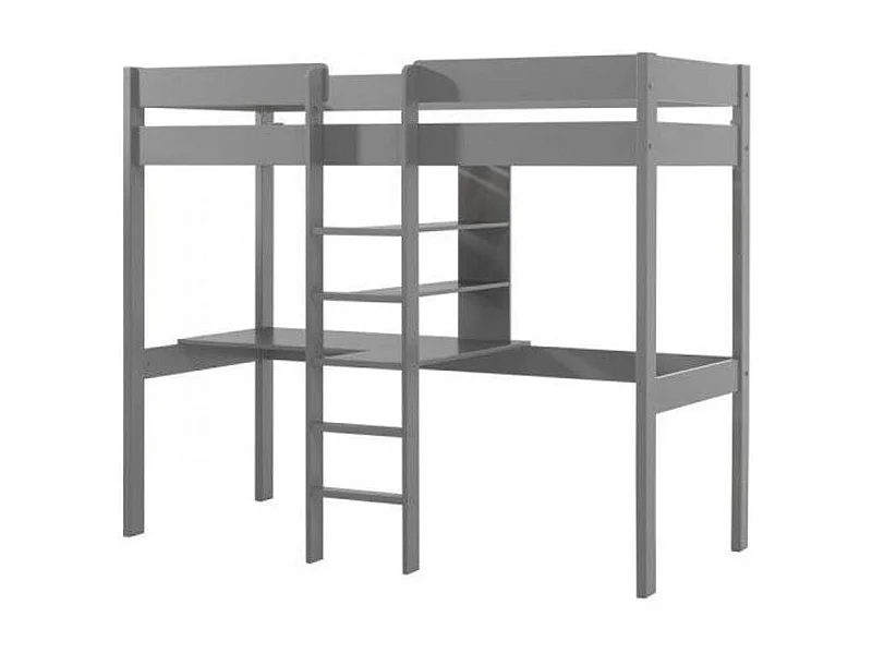 Cama alta 90x200 cm pino macizo gris Pino 2