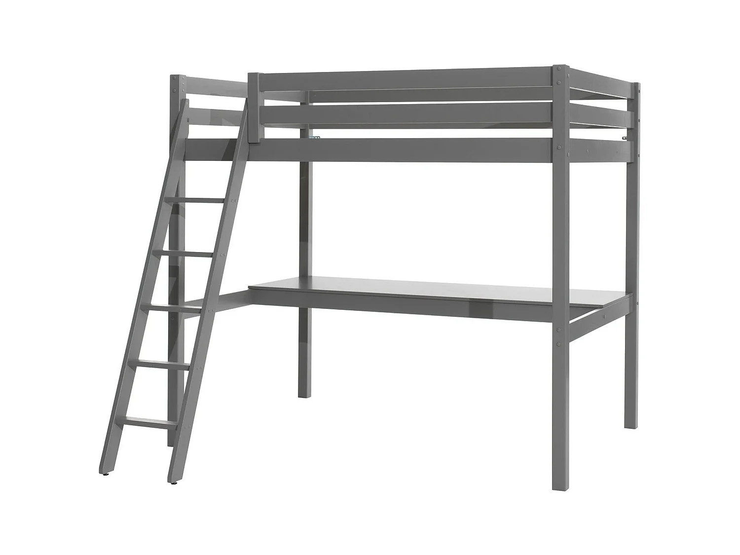 Lit Mezzanine Enfant & Plan de Travail "Pino" 140x200cm Gris