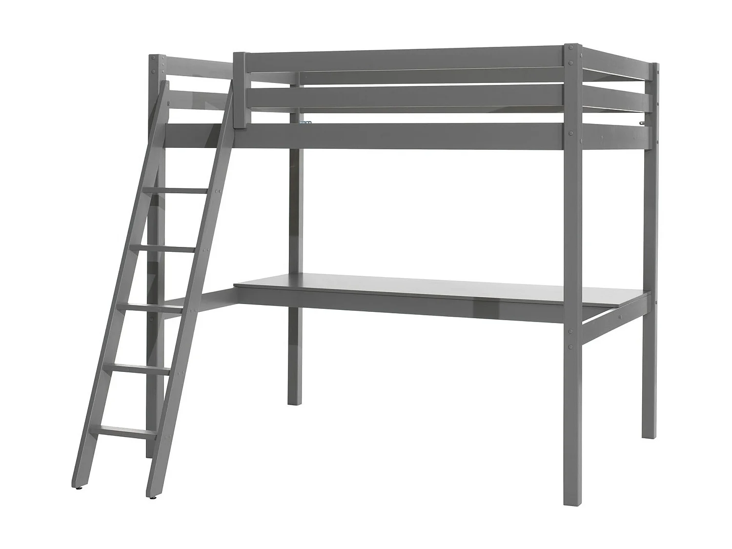Lit Mezzanine Enfant & Plan de Travail "Pino" 140x200cm Gris